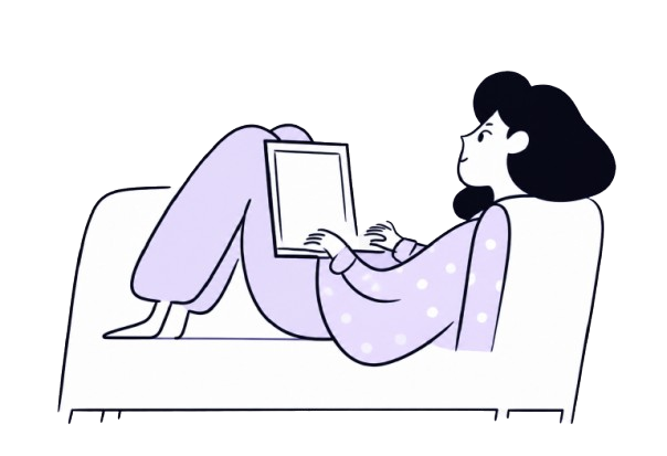 Illustration — relaxing with a laptop